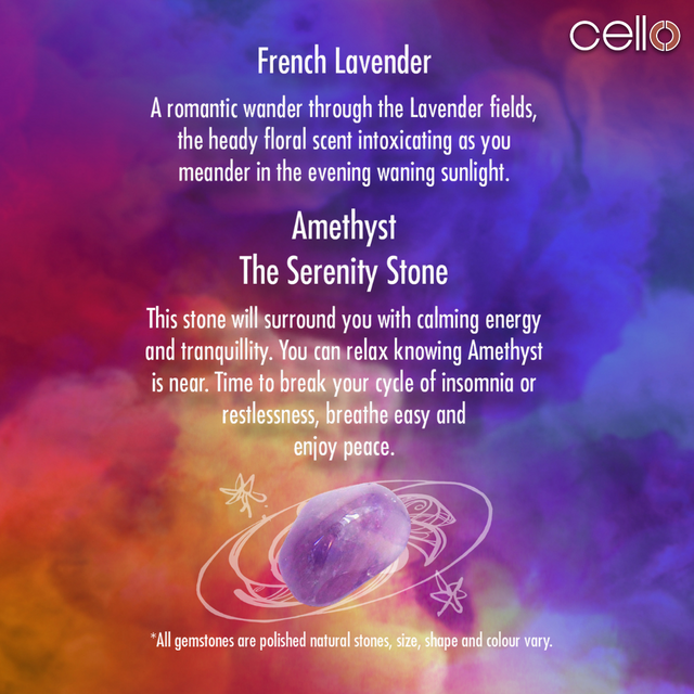 Cello Gemstone Candle -  French Lavender with Amethyst