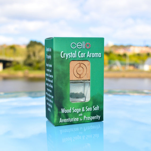 Cello Crystal Car Aroma - Wood Sage & Sea Salt - Aventurine