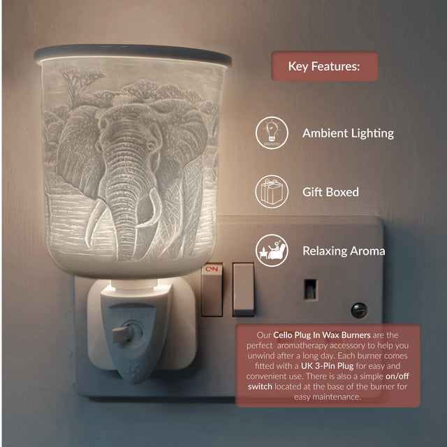 Cello Porcelain Plug In Electric Wax Burner - Elephant
