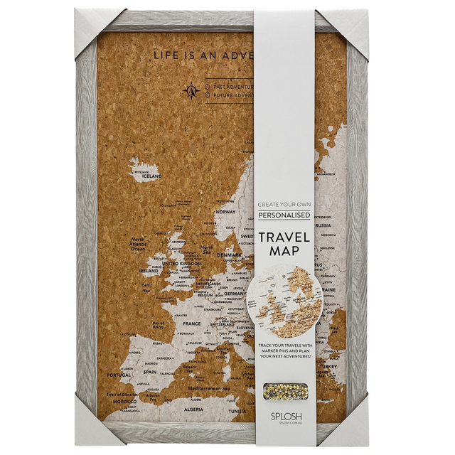 Splosh Travel Map - Inverted Europe Map - Small - Grey