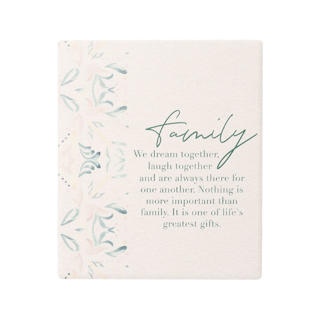 Ceramic family verse with embossed design, stand and hanging hook
