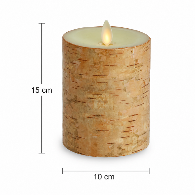 Luminara Indoor 4.0" x 5.9" Candle with Genuine Birch Finish