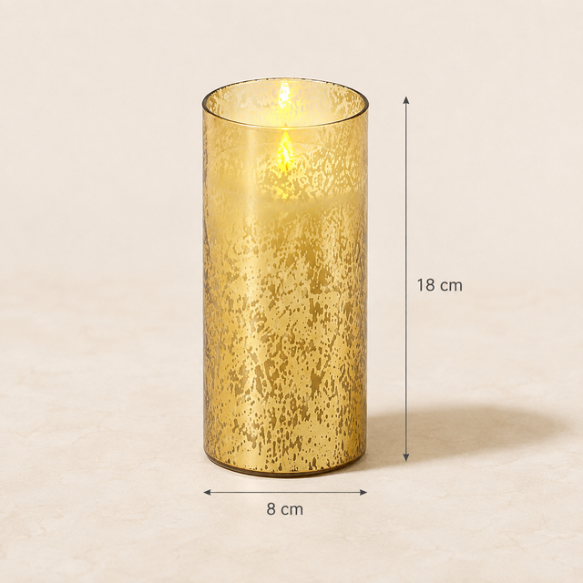 Luminara Indoor 3.0" x 7.9" Candle in Gold Mercury Glass