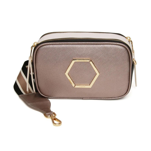 Alice Wheeler Pimlico Honeycomb Tricolour Cross Body Bag - Bronze