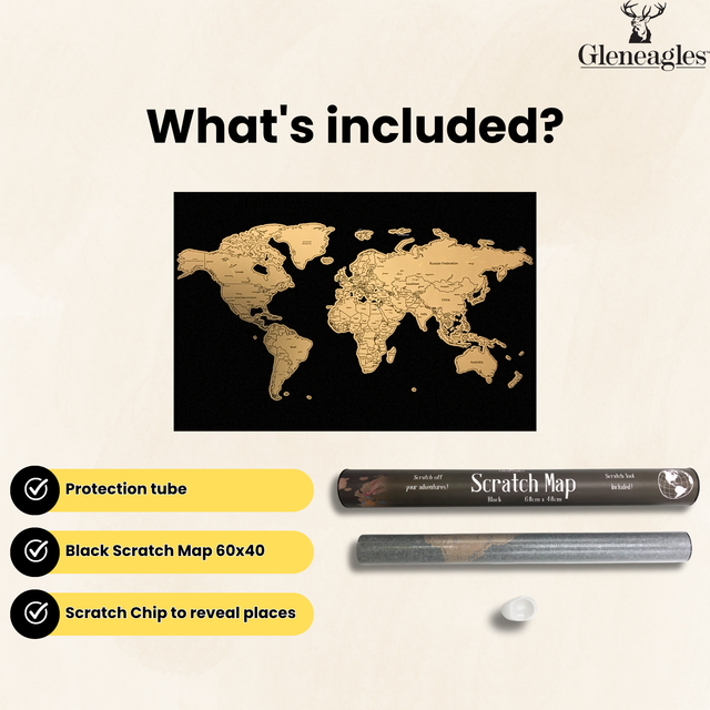 Gleneagles Scratch Off World Map Poster - Black