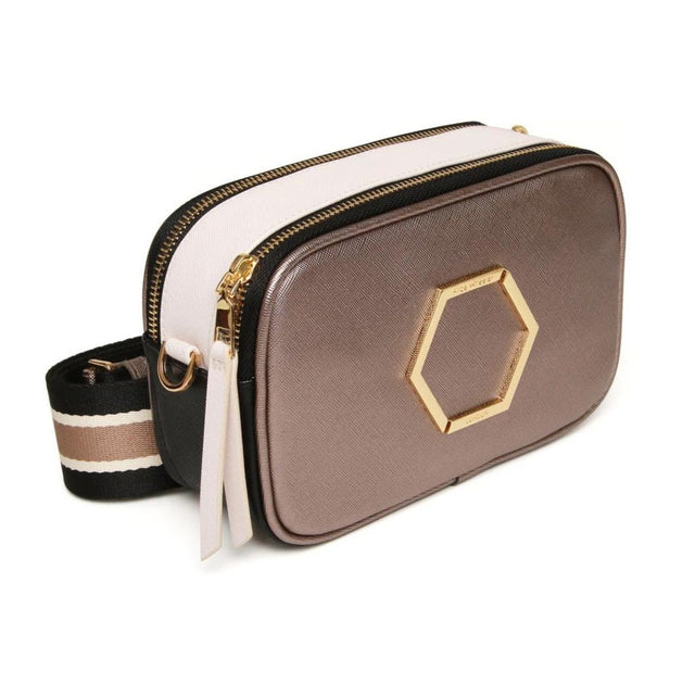 Alice Wheeler Pimlico Honeycomb Tricolour Cross Body Bag - Bronze