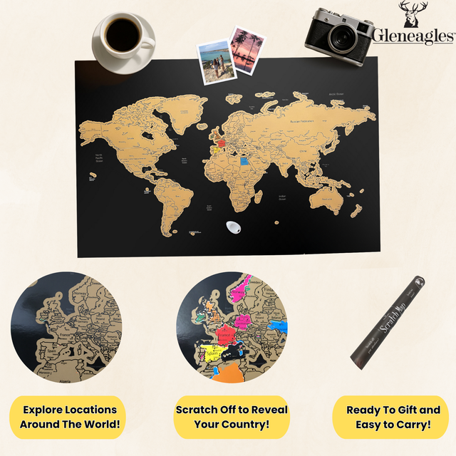 Gleneagles Scratch Off World Map Poster - Black