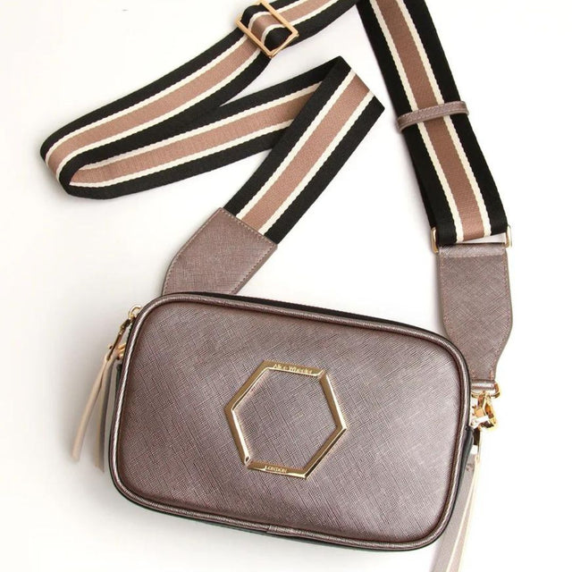 Alice Wheeler Pimlico Honeycomb Tricolour Cross Body Bag - Bronze