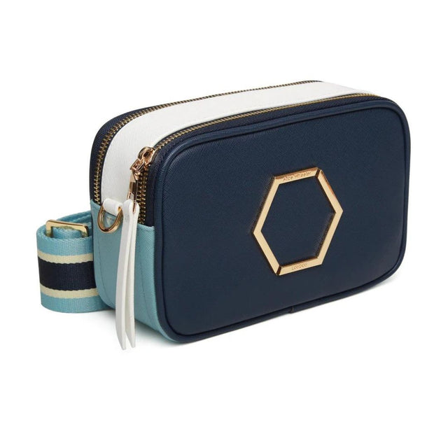 Alice Wheeler Pimlico Honeycomb Tricolour Cross Body Bag - Navy