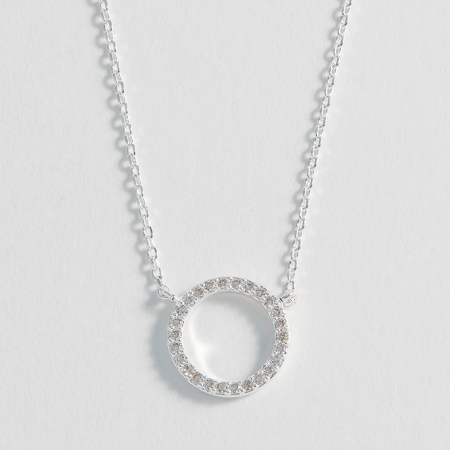 Estella Bartlett Circle CZ Necklace Silver Plated