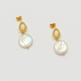 Estella Bartlett Organic Pearl Drop Earrings Gold Plated