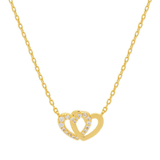 Estella Bartlett Interlocking Hearts & Stone Necklace Gold Plated