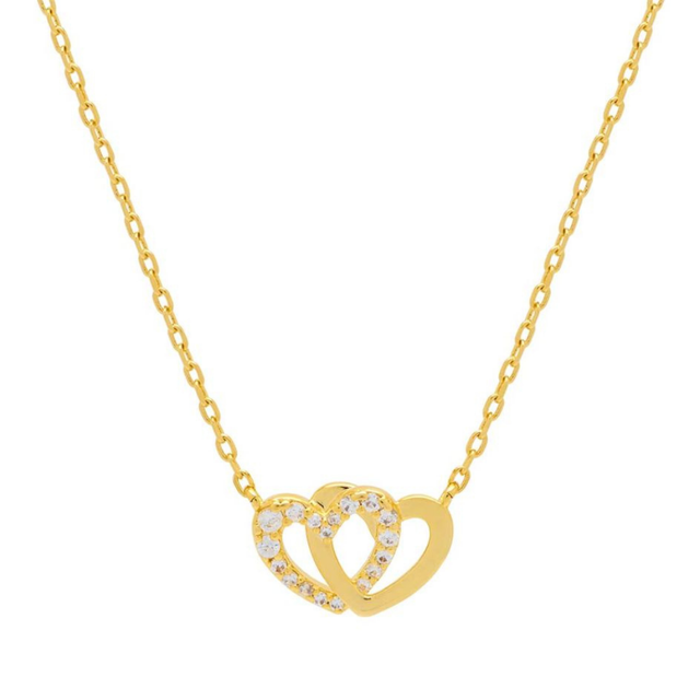 Estella Bartlett Interlocking Hearts & Stone Necklace Gold Plated