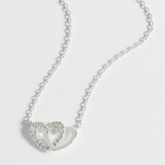 Estella Bartlett Interlocking Heart CZ Necklace Silver Plated