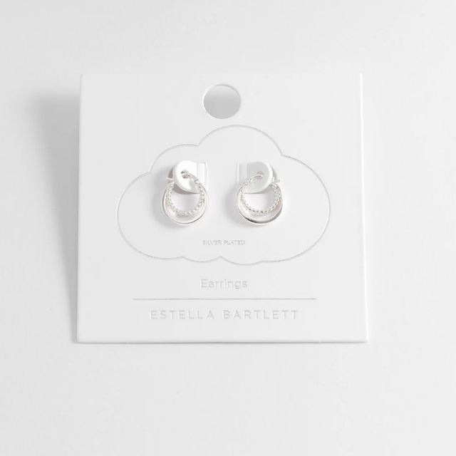 Estella Bartlett Double Twisted Hoop Earrings - Silver Plated