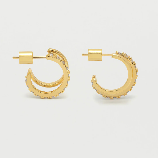 Estella Bartlett Double Hoop Illusion Pave Earrings Gold Plated