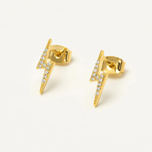 Estella Bartlett Lightning Bolt Cz Earrings - Gold Plated