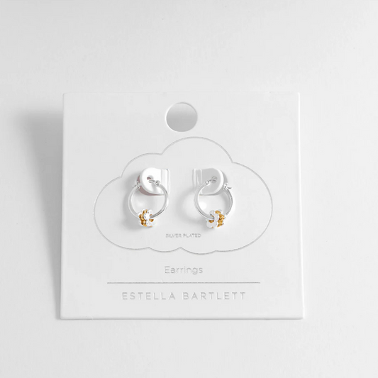 Estella Bartlett Multi Flower Hoop Earrings - Silver Plated