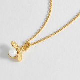 Estella Bartlett Pearl Bee Pendant Necklace Gold Plated