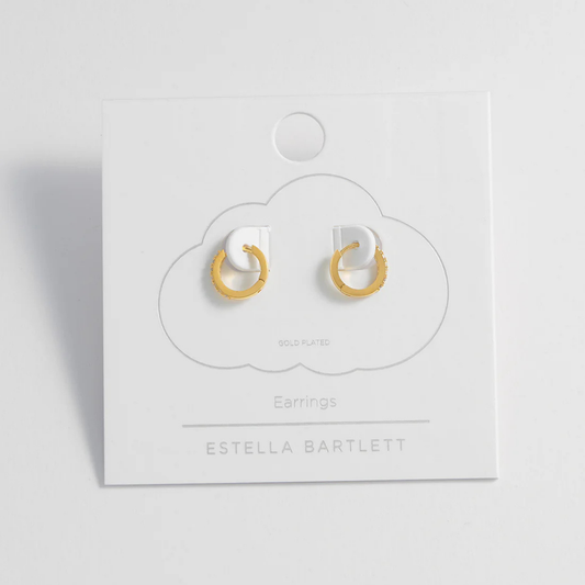 Estella Bartlett Pave Set Hoop Earrings With White Cz - Gold Plated - Np