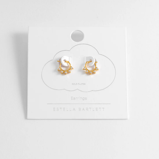 Estella Bartlett CZ Spike Hoop Earring Brass Gold Plated