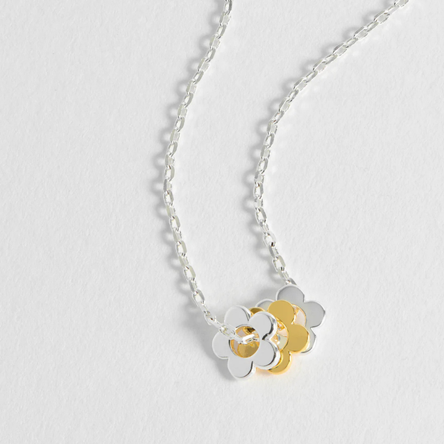 Estella Bartlett Trio Flower Necklace Silver and Gold Plated