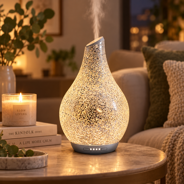 Silver Mosaic Glass Ultrasonic Diffuser - Large