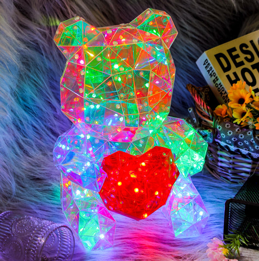 Glitz Light Up Figure - Galaxy the Bear with Heart