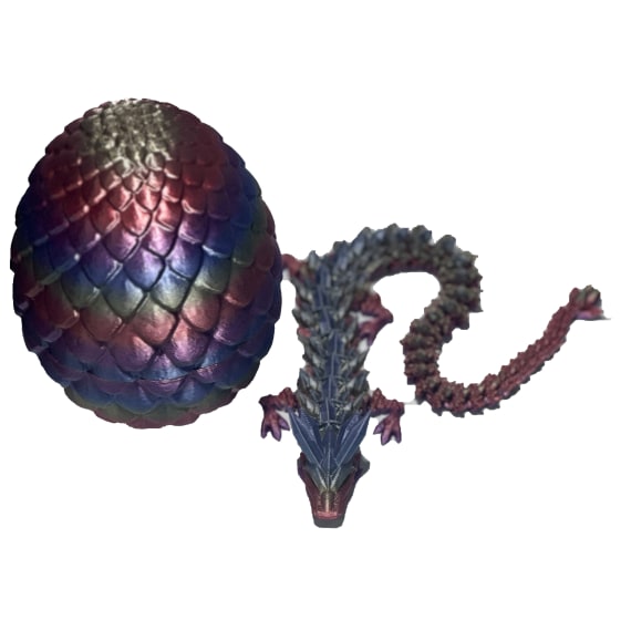 3D Printed Large Dragon & Egg - Pastel