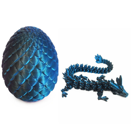 3D Printed Dragon & Egg - Blue & Black