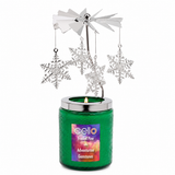 Cello Gemstone Candle with Convection Spinner 200g - Frosted Pine With Adventurine