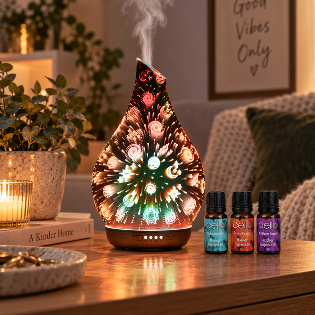 Cello - Cosmic 3D Ultrasonic Diffuser with 3 Mixology Oils & Remote