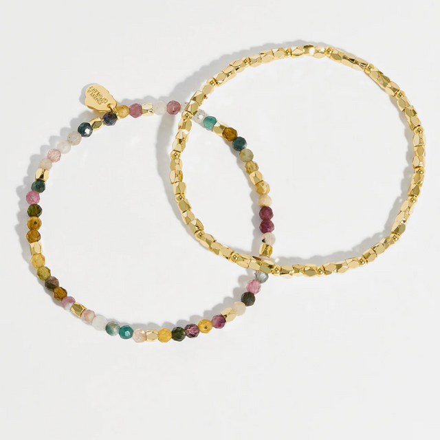 Estella Bartlett Calm Coco Bead And Tourmaline Double Bracelet