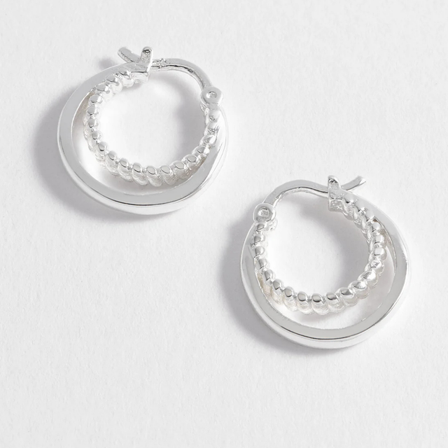 Estella Bartlett Double Twisted Hoop Earrings - Silver Plated