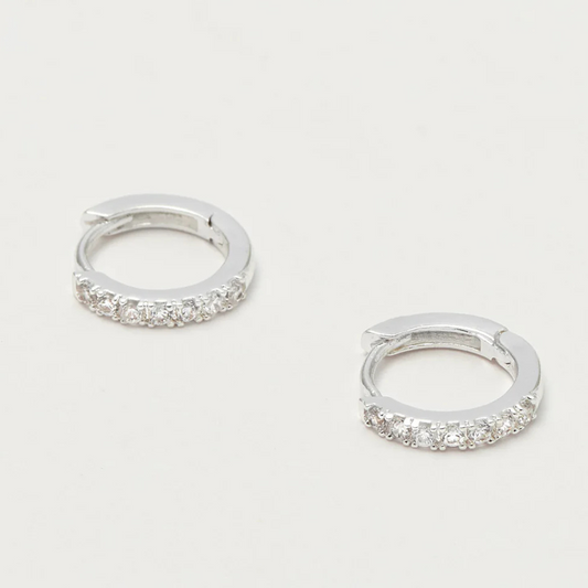 Estella Bartlett Pave Set Hoop Earrings With White Cz - Silver Plated - Np