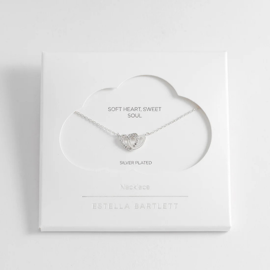 Estella Bartlett Interlocking Heart CZ Necklace Silver Plated