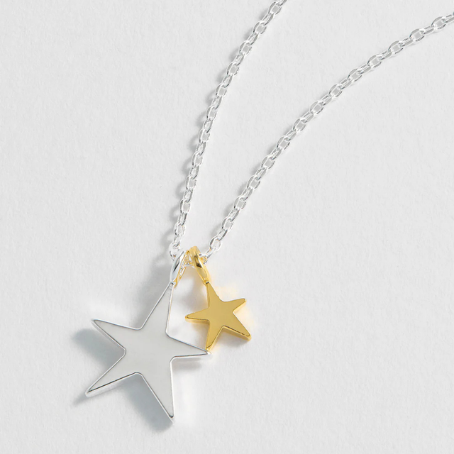 Estella Bartlett Double Hand Drawn Star Necklace Silver Plated