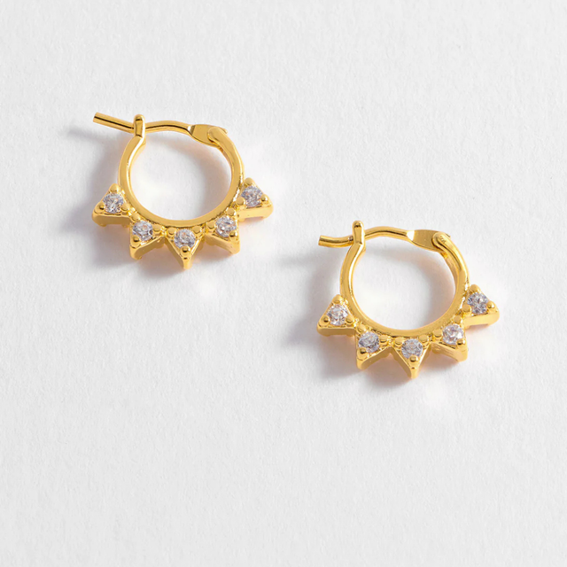 Estella Bartlett CZ Spike Hoop Earring Brass Gold Plated