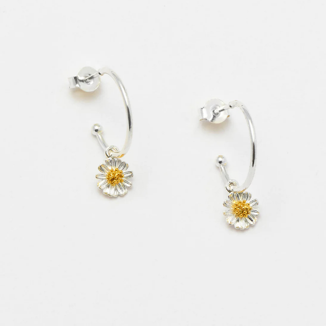 Estella Bartlett Mini Wildflower Hoop Drop Earrings - Silver And Gold Plated