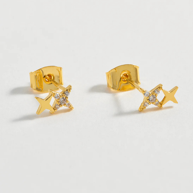 Estella Bartlett Duo Star Studs - Gold Plated