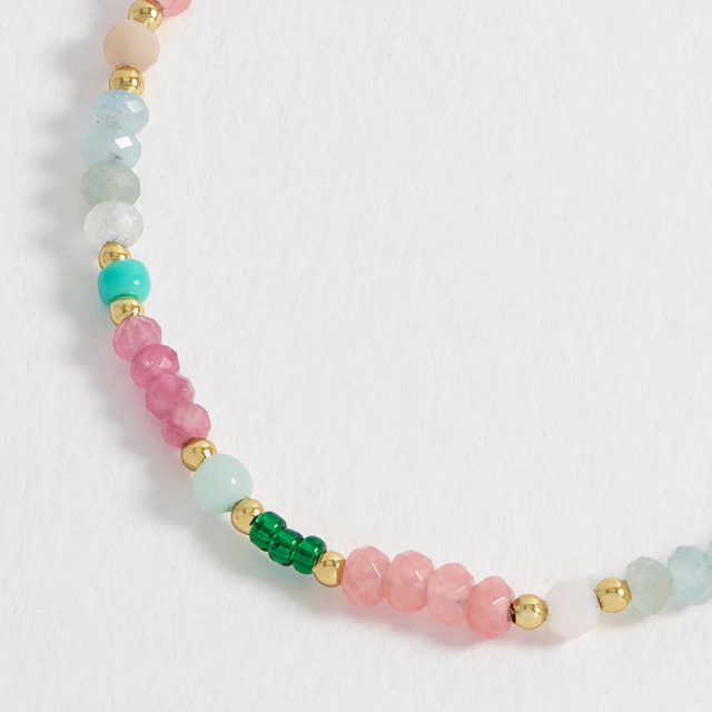 Estella Bartlett Love Green and Pink Mixed Mini Bead Bracelet