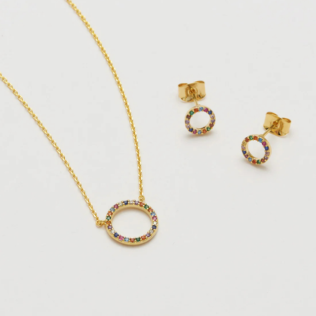 Estella Bartlett Rainbow Circle Necklace Gold Plated