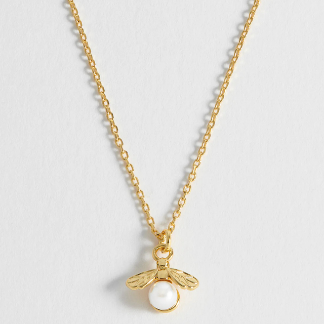 Estella Bartlett Pearl Bee Pendant Necklace Gold Plated