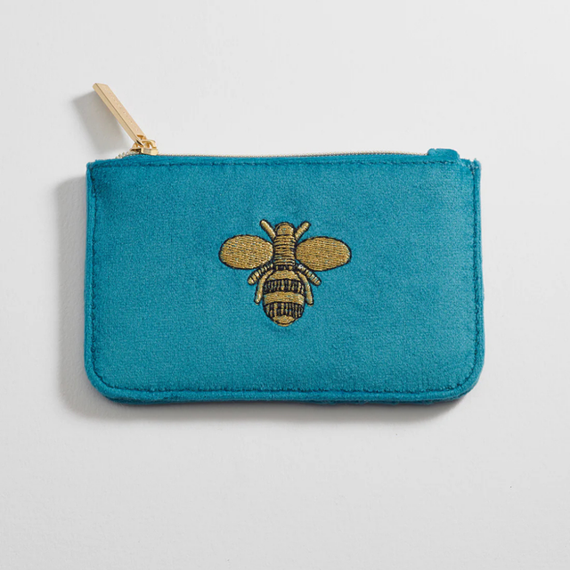 Estella Bartlett Embroidered Bee Card Purse Teal