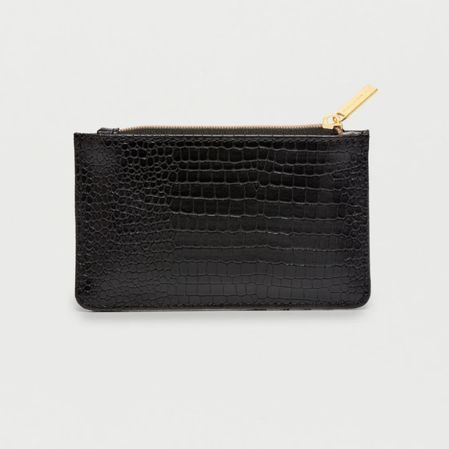 Estella Bartlett Rectangle Card Purse Black Croc Embossed