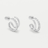 Estella Bartlett Double Hoop Illusion Pave Earrings Silver Plated