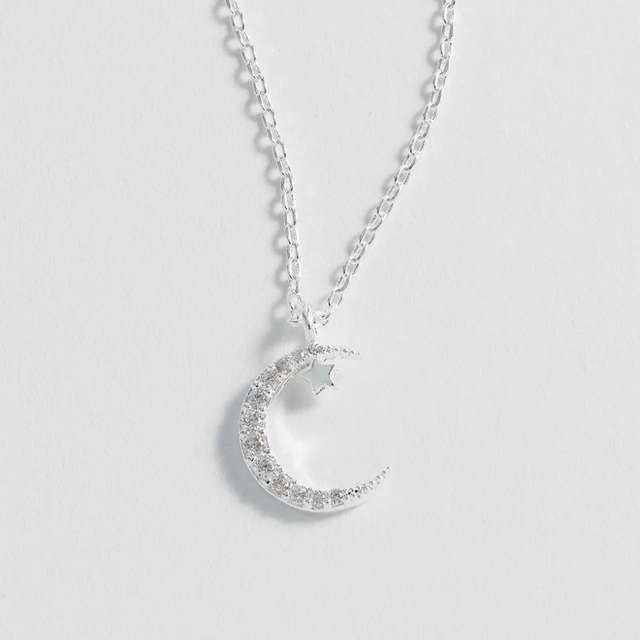 Estella Bartlett Moon and Star Necklace Silver Plated