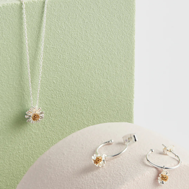 Estella Bartlett Mini Wildflower Hoop Drop Earrings - Silver And Gold Plated