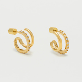 Estella Bartlett Double Hoop Illusion Pave Earrings Gold Plated