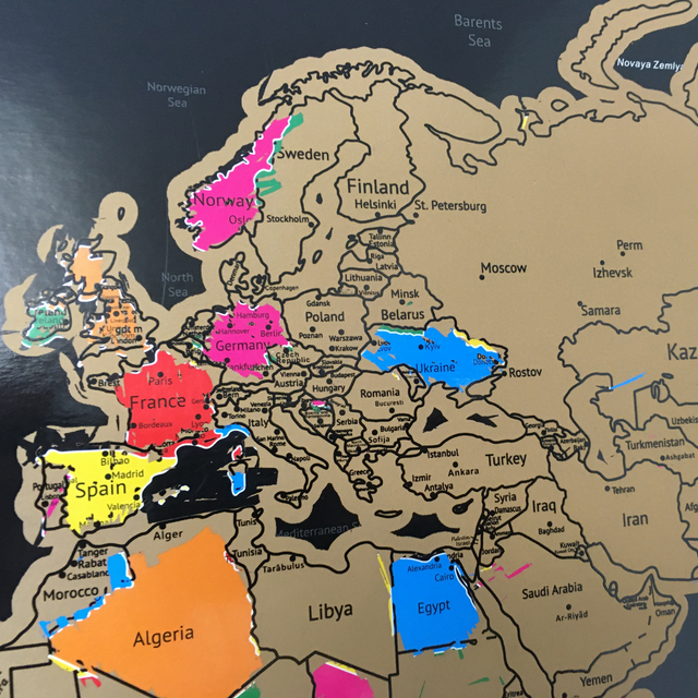 Gleneagles Scratch Off World Map Poster - Black